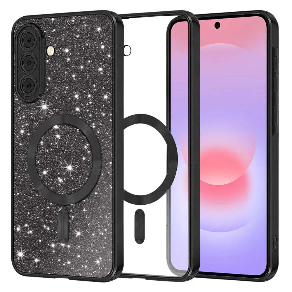 Custodia MagSafe per Samsung Galaxy A37 5G, Techsuit, Luxury Glitter, Nera - immagine 1