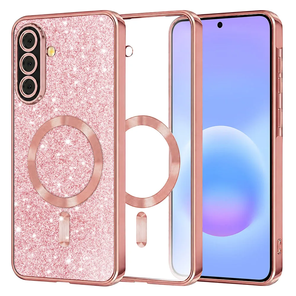 Custodia MagSafe per Samsung Galaxy A57 5G, Techsuit, Luxury Glitter, Rosa Dorato - immagine 1