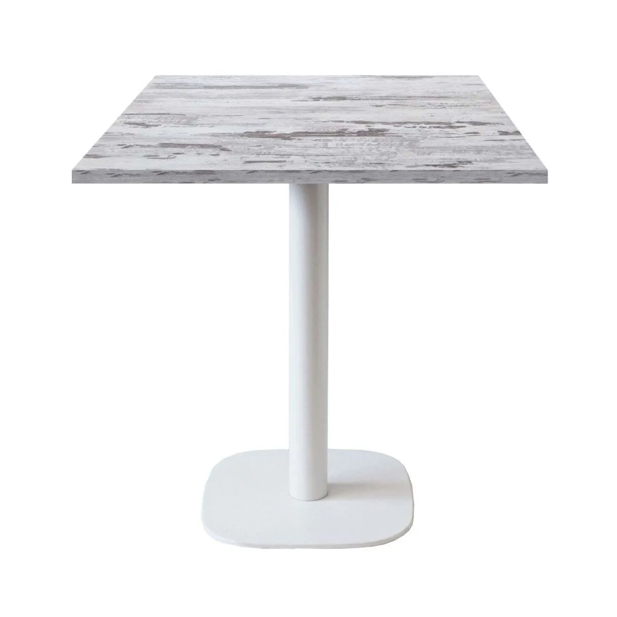 RestooTab Tavolo Round quadrato base bianco - laminato legno & tinta unita; 70x70x75 cm (LxLxH); Piano tavolo quercia/bianco, struttura bianco; quadrata - immagine 1