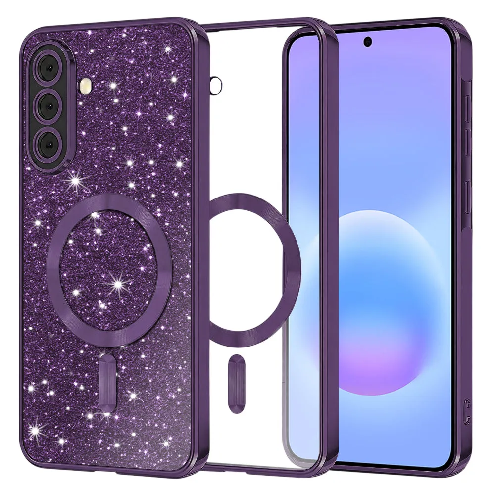 Custodia MagSafe per Samsung Galaxy A57 5G, Techsuit, Luxury Glitter, Viola Scuro - immagine 1