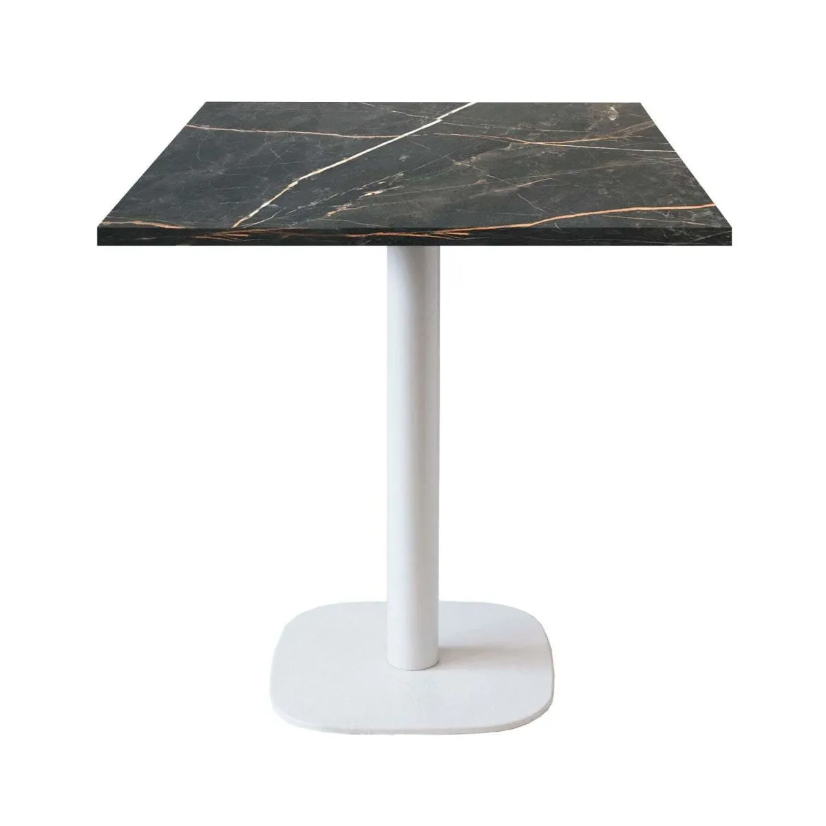 RestooTab Tavolo Round quadrato base bianco - laminato pietra; 70x70x75 cm (LxLxH); Piano tavolo nero, struttura bianco; quadrata - immagine 1