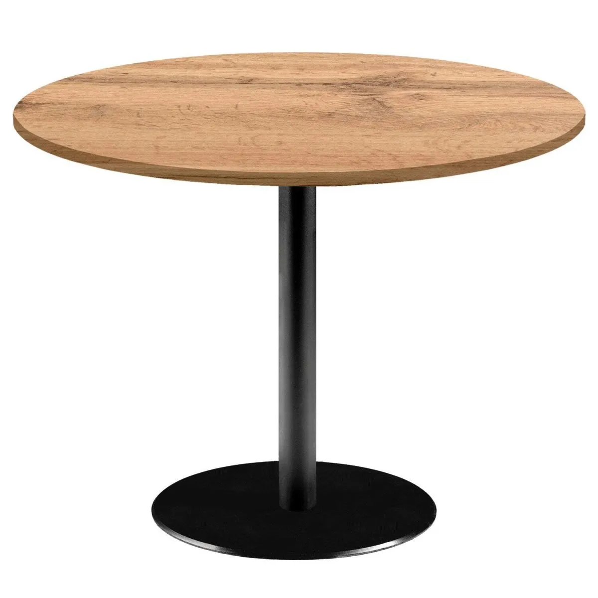 RestooTab Tavolo Rome XL rotondo - laminato legno; 75x120 cm (HxØ); Piano tavolo quercia, struttura nero; rotonda - immagine 1