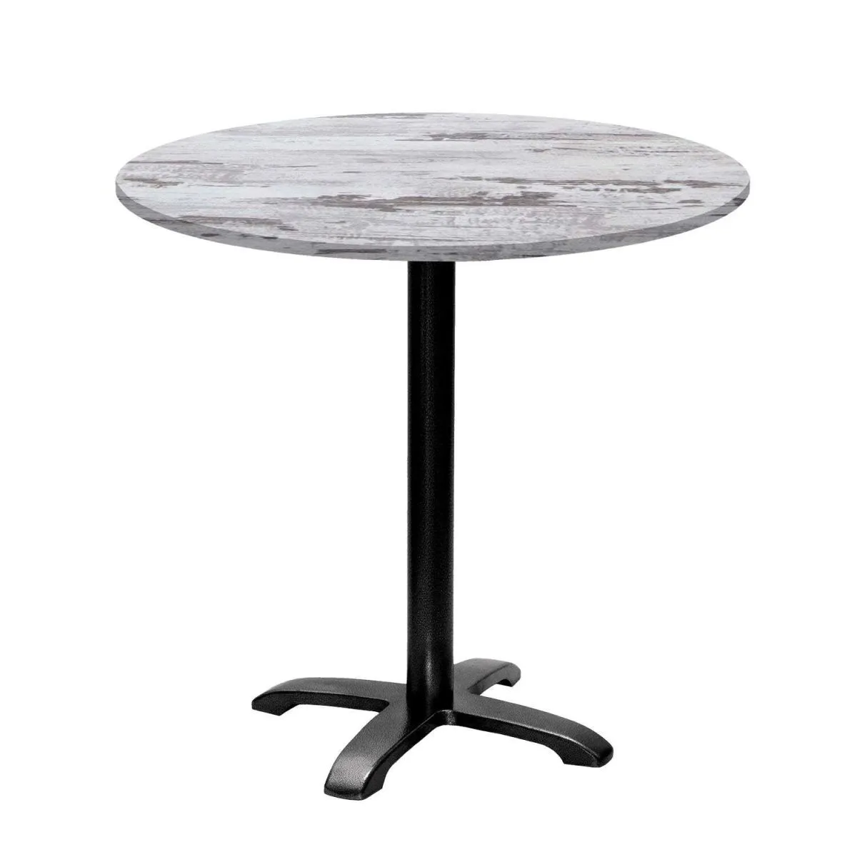 RestooTab Tavolo Bazila rotondo - laminato legno; 74x80 cm (HxØ); Piano tavolo quercia/bianco, struttura nero; rotonda - immagine 1