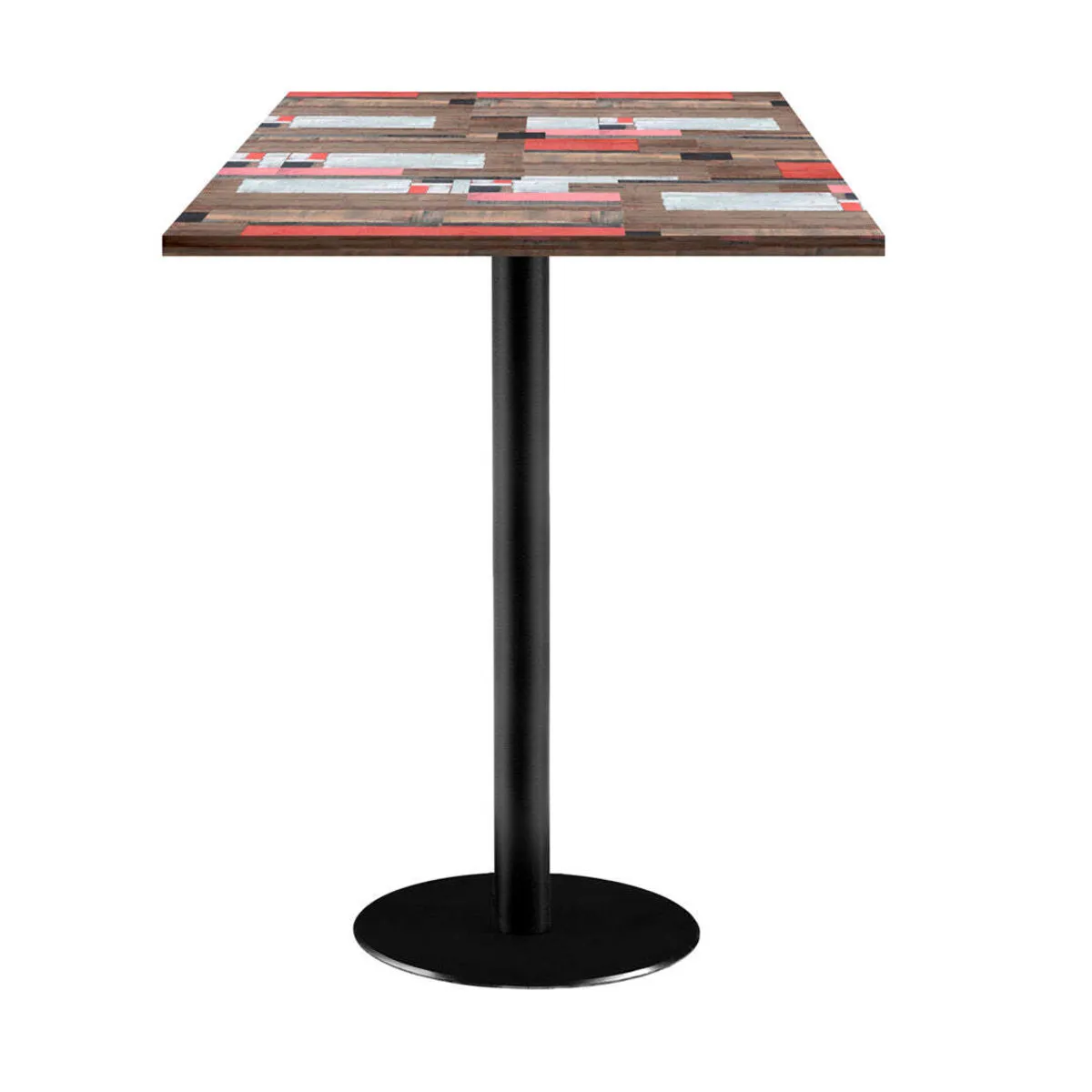 RestooTab Tavolo alto Rome quadrato - laminato legno; 60x60x113 cm (LxLxH); Piano tavolo multicolore, struttura nero; quadrata - immagine 1