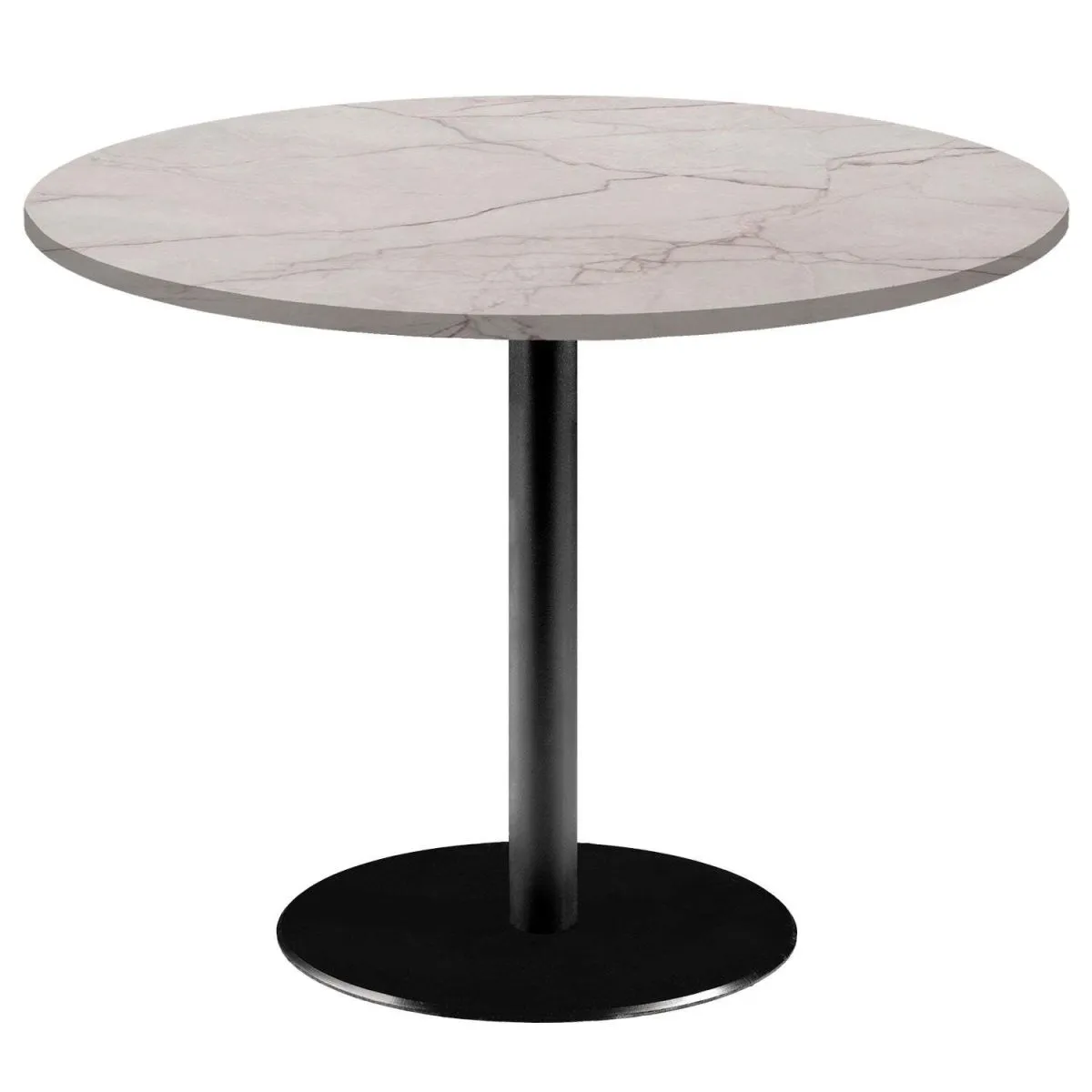 RestooTab Tavolo Rome XL rotondo - laminato pietra & marmo; 75x120 cm (HxØ); Piano tavolo beige, struttura nero; rotonda - immagine 1