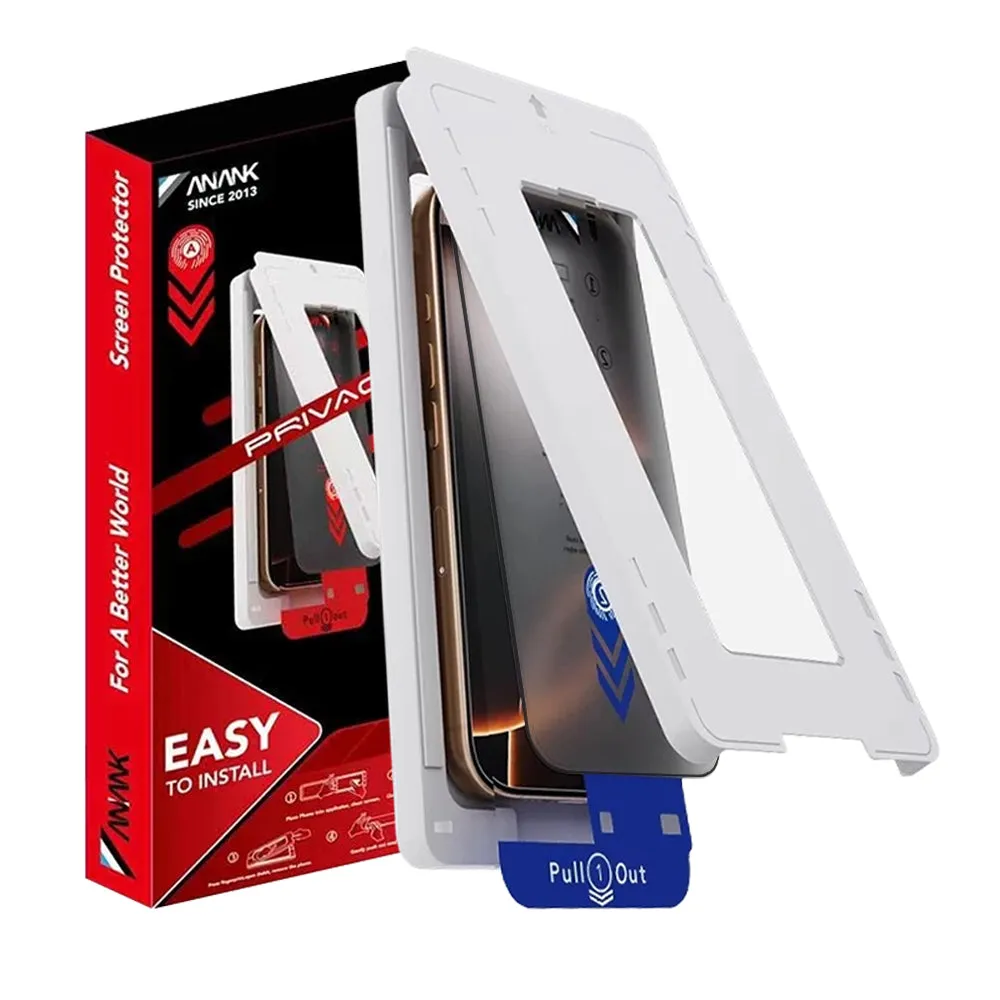 Pellicola protettiva per schermo Privacy Anank 2X Rinforzata per Apple iPhone 15, Vetro Temperato, Colla Completa, 2.5D - immagine 1