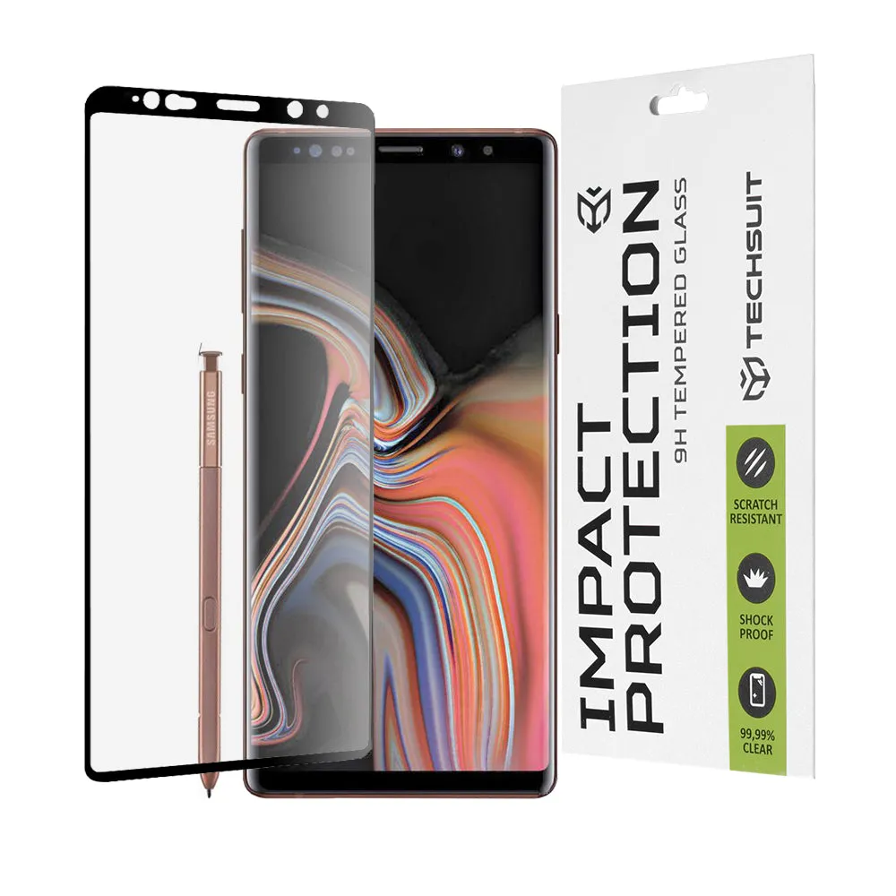 Pellicola protettiva per schermo Techsuit per Samsung Galaxy Note 9 N960, Vetro Temperato, Full Glue, 111D, Nero - immagine 1