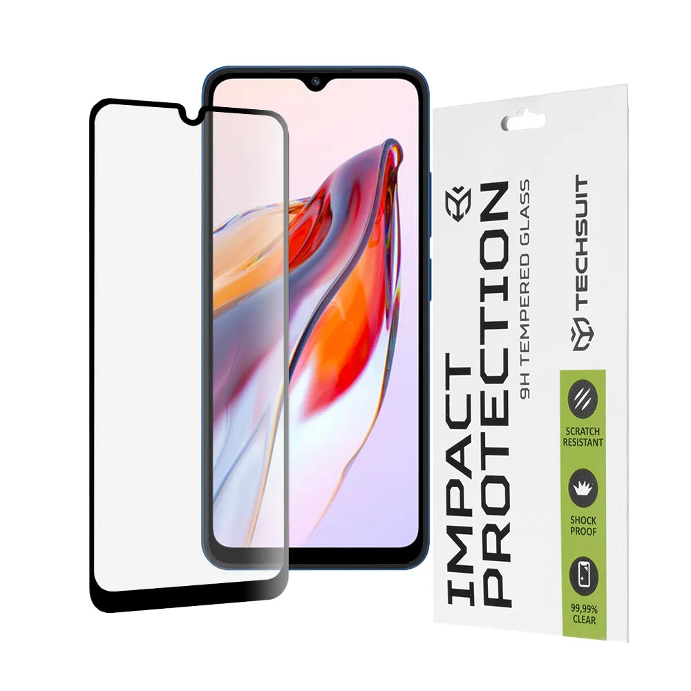 Pellicola Protettiva per Schermo Techsuit per Xiaomi Redmi 12C / 10C / Poco C40, Vetro Temperato, Full Glue, 111D, Nero - immagine 1