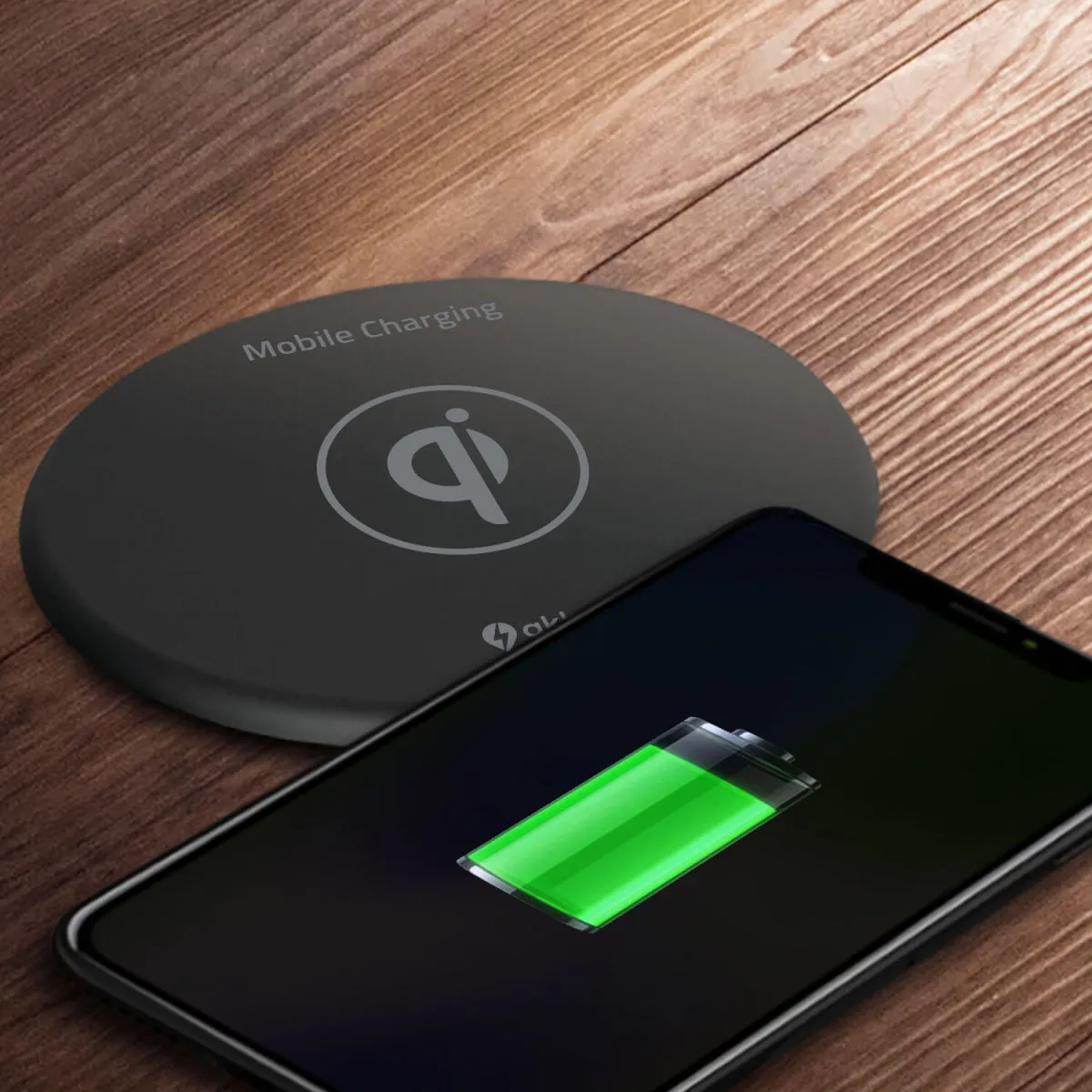 akkut Caricabatterie integrabile QI FLAT per mobili con ricarica wireless; 3.5x13 cm (HxØ); nero - immagine 1