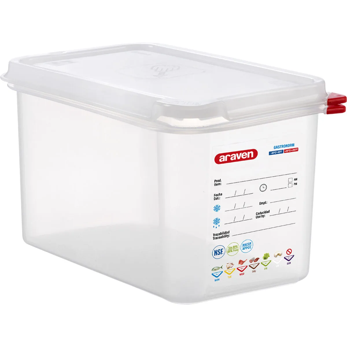 Araven Contenitore gastronorm con coperchio, polipropilene, gastronorm 1/4; GN 1/4, 4.3 l, 26.5x16.2x15 cm (LxLxP); trasparente - immagine 1
