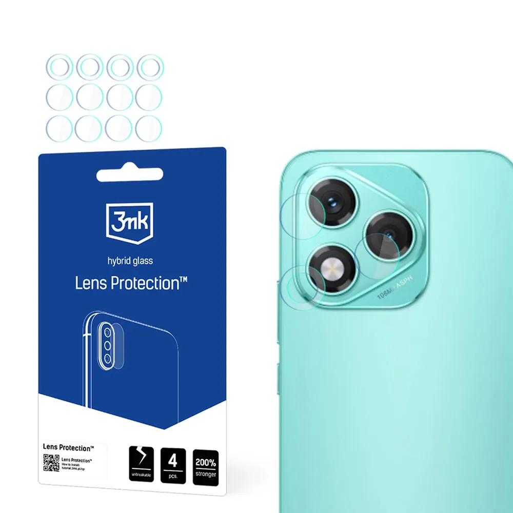 Pellicola protettiva per fotocamera posteriore 3MK Protection per Honor 400 Lite, vetro flessibile, set da 4 pezzi, trasparente - immagine 1