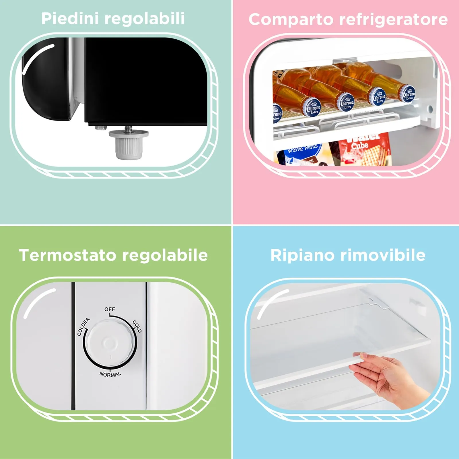 COMFEE' Mini Frigo 93L Frigorifero Monoporta Design Retrò, Nero - immagine 4