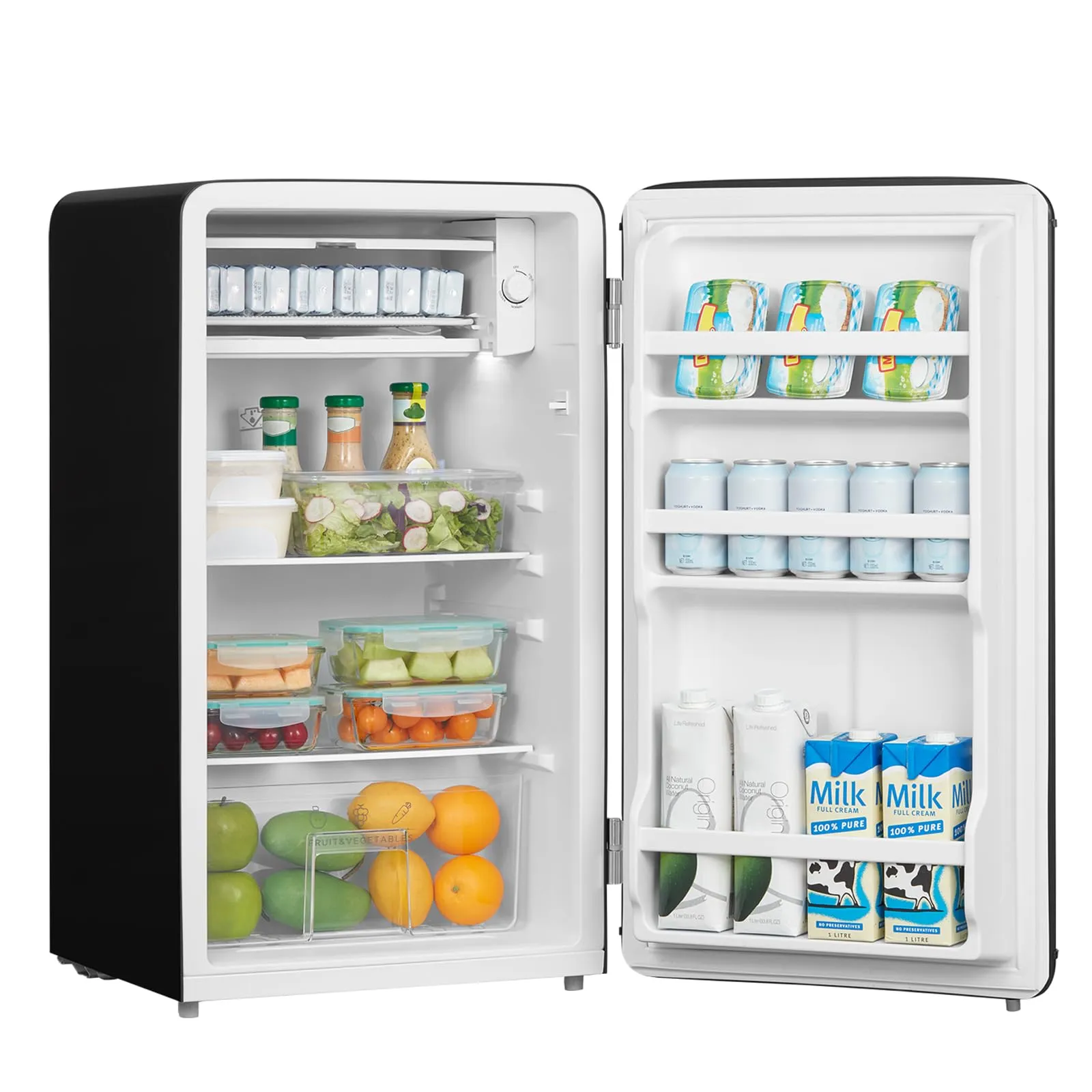 COMFEE' Mini Frigo 93L Frigorifero Monoporta Design Retrò, Nero - immagine 8