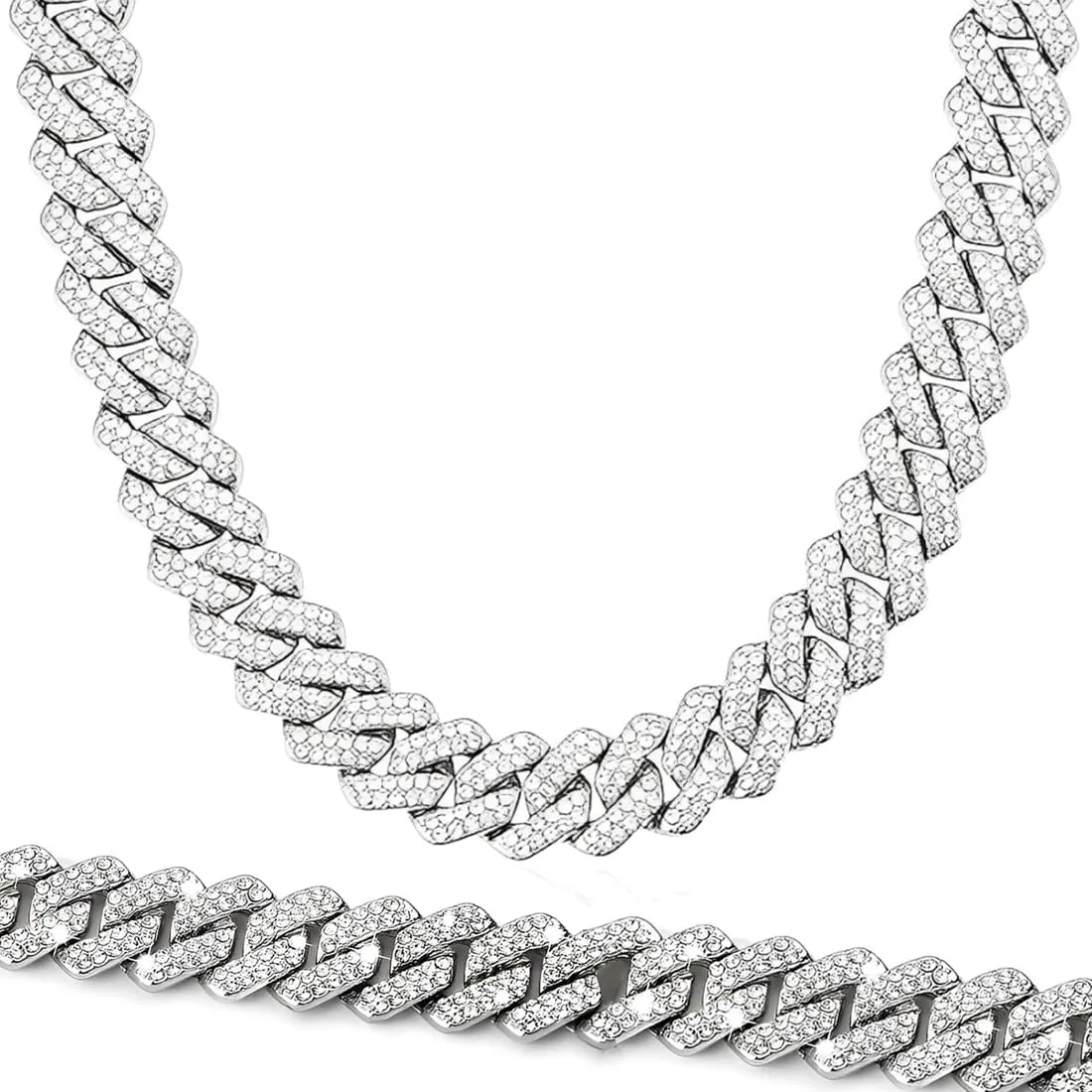 XUZOPIM Men'S Necklaces Cuban Rap Hip Hop Chain 50 Cm Stainless Steel Collana Cubana Collana Uomo - immagine 1