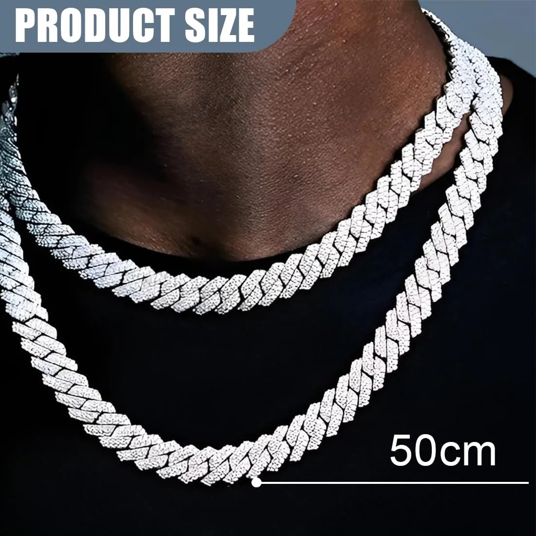 XUZOPIM Men'S Necklaces Cuban Rap Hip Hop Chain 50 Cm Stainless Steel Collana Cubana Collana Uomo - immagine 2