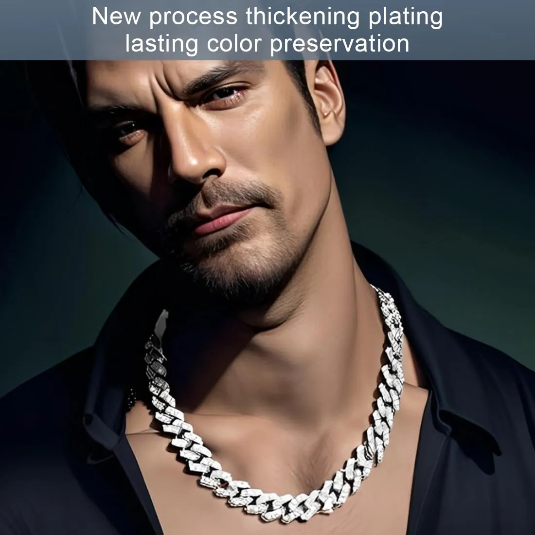 XUZOPIM Men'S Necklaces Cuban Rap Hip Hop Chain 50 Cm Stainless Steel Collana Cubana Collana Uomo - immagine 4