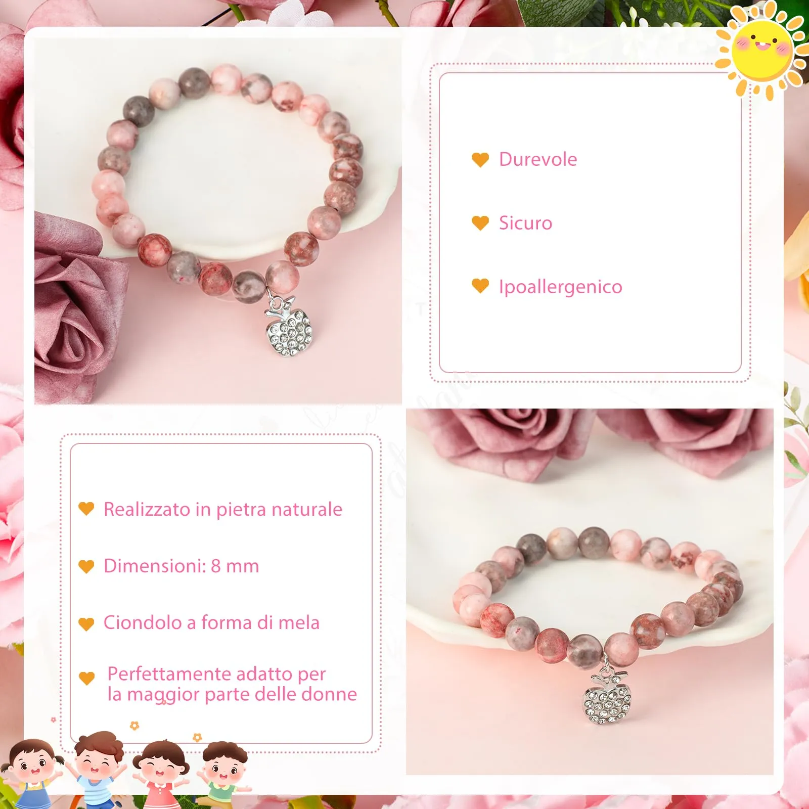 HOWAF Regalo per Insegnante Bracciale Insegnante con Biglietto Insegnante, Regali di Pietra Naturale Bracciale Maestra, Idee Regalo Insegnanti, Regalo Maestra Fine Anno, Laurea, Compleanno, Natale - immagine 3