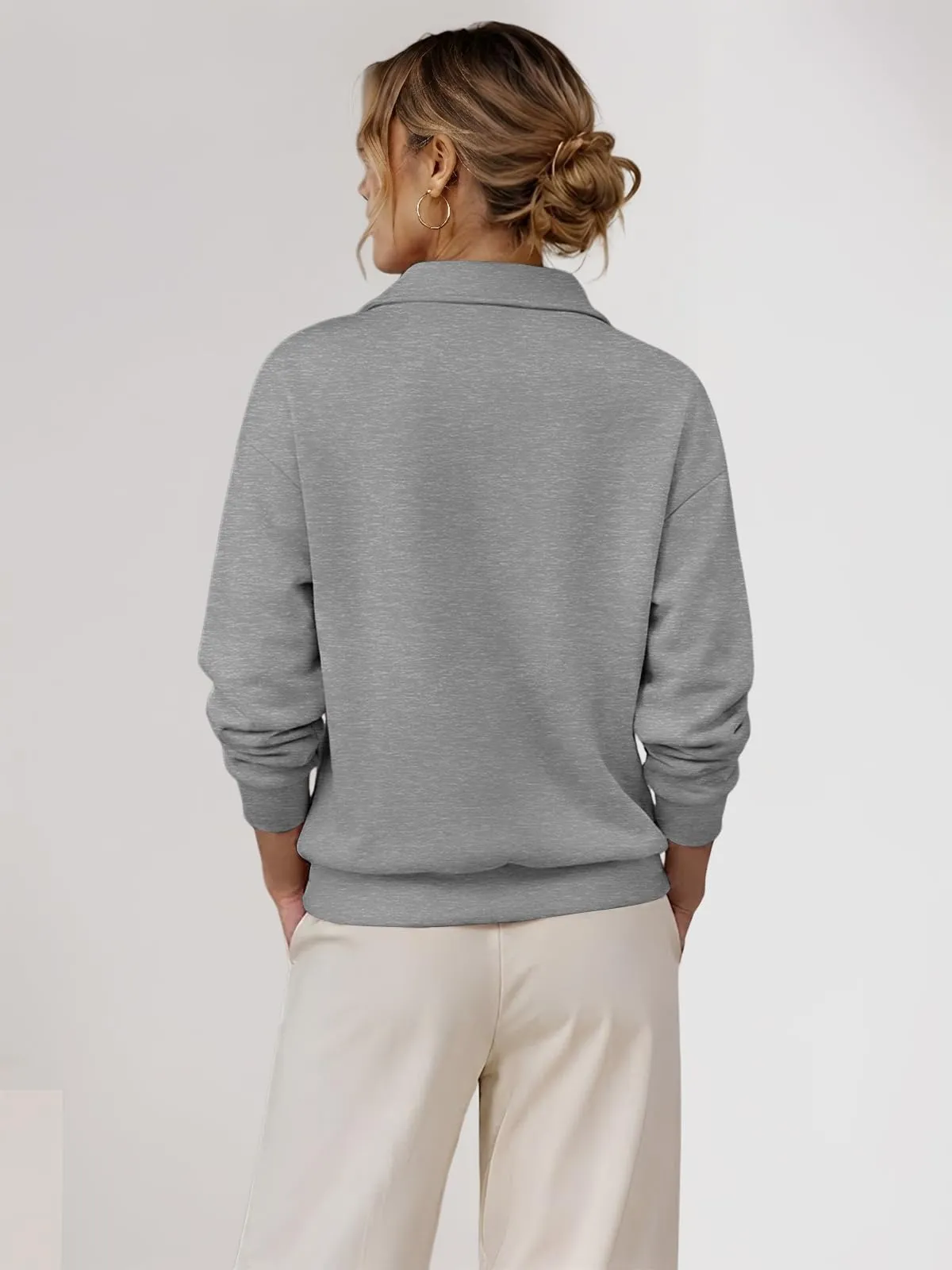 CUPTACC Felpa Donna Mezza Zip Manica Lunga Pullover Grigio Scuro L 42-44 - immagine 5
