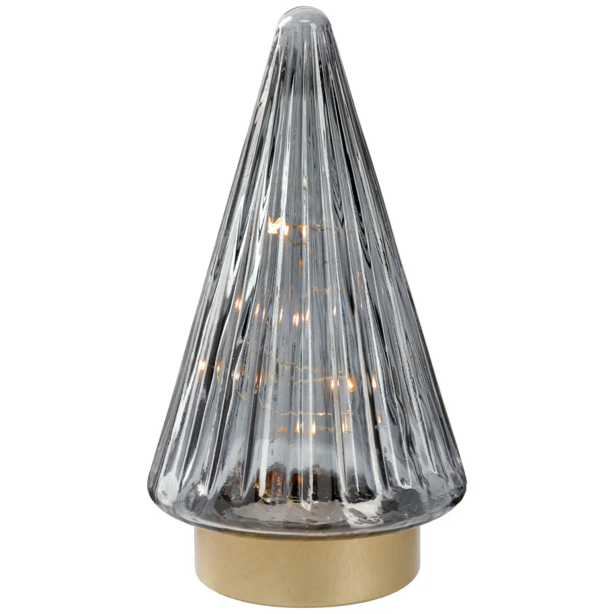 Albero a LED in vetro Fenris; 10.8x19.5 cm (ØxH); antracite/oro - immagine 1