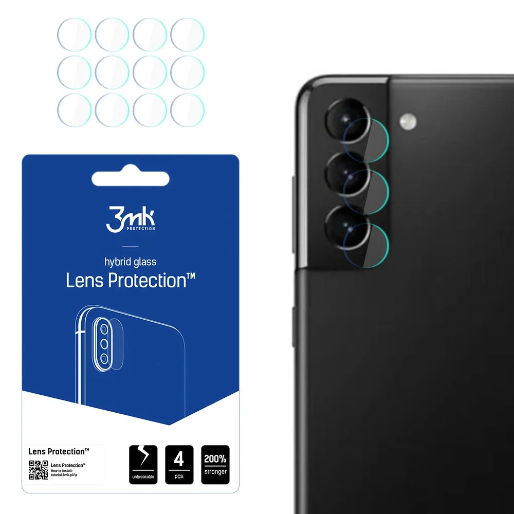 Pellicola protettiva per fotocamera posteriore 3MK Protection per Samsung Galaxy S21 5G G991, Vetro Flessibile, Set da 4 pezzi, Trasparente - immagine 1
