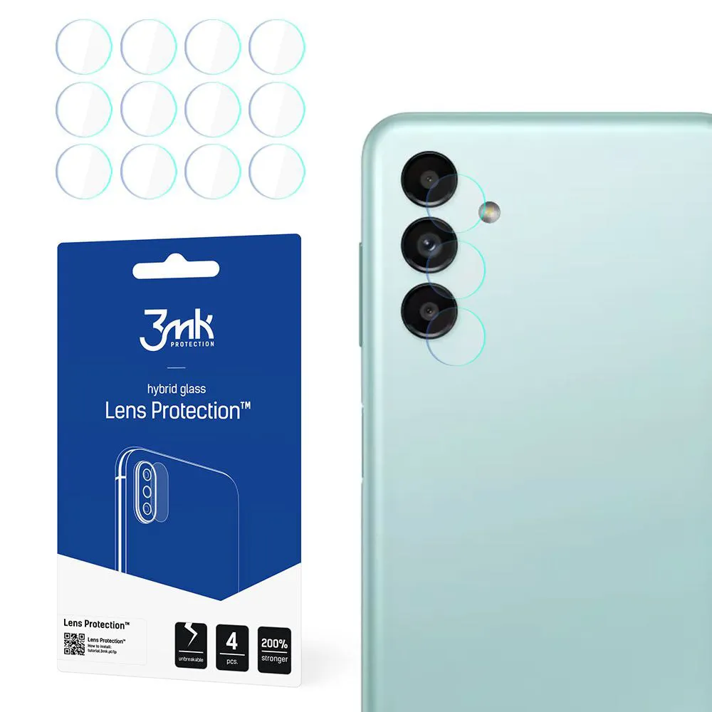 Pellicola protettiva per fotocamera posteriore 3MK Protection per Samsung Galaxy A13 5G A136, Vetro Flessibile, Set da 4 pezzi, Trasparente - immagine 1