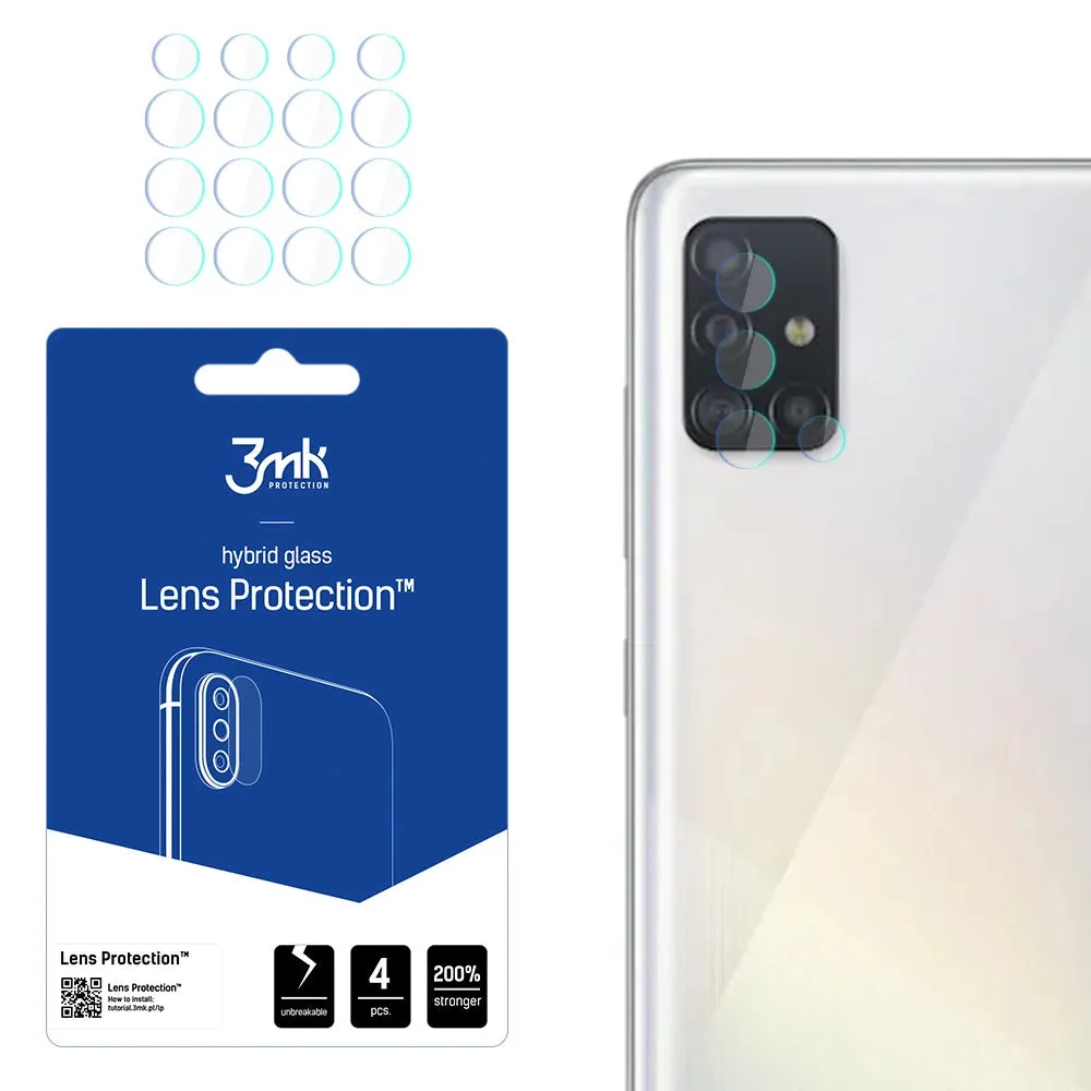Pellicola protettiva per fotocamera posteriore 3MK Protection per Samsung Galaxy A52s 5G A528 / A52 5G A526, Vetro Flessibile, Set da 4 pezzi, Trasparente - immagine 1