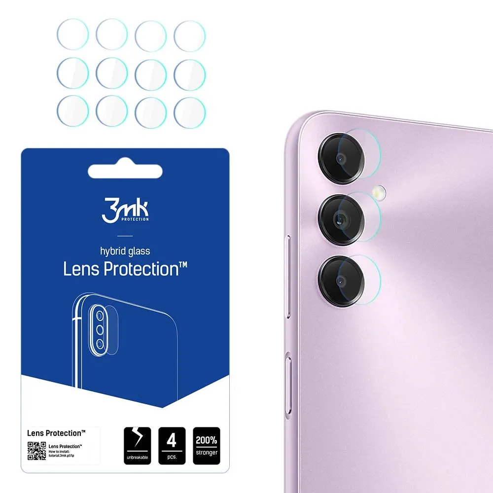 Pellicola protettiva per fotocamera posteriore 3MK Protection per Samsung Galaxy A05s A057, Vetro Flessibile, Set da 4 pezzi, Trasparente - immagine 1