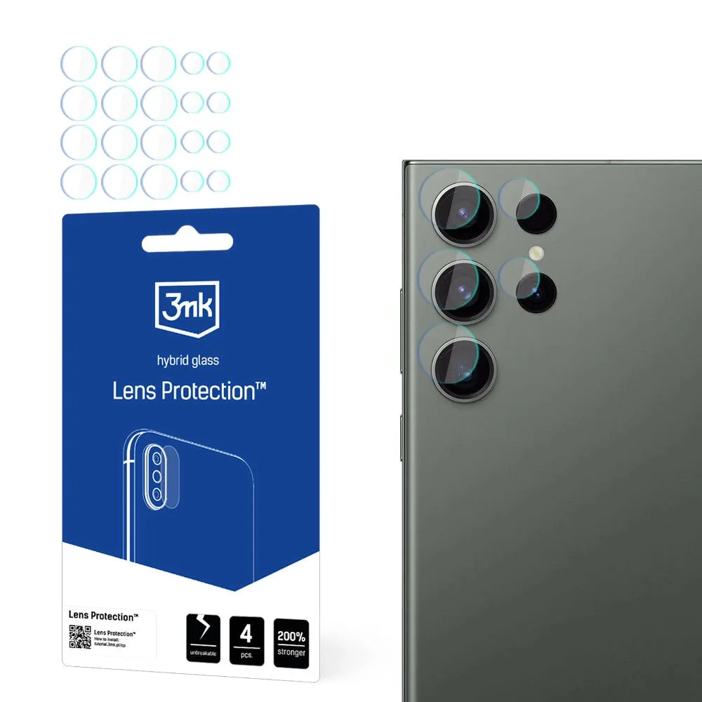 Pellicola protettiva per fotocamera posteriore 3MK Protection per Samsung Galaxy S24 Ultra S928, vetro flessibile, set da 4 pezzi, trasparente - immagine 1