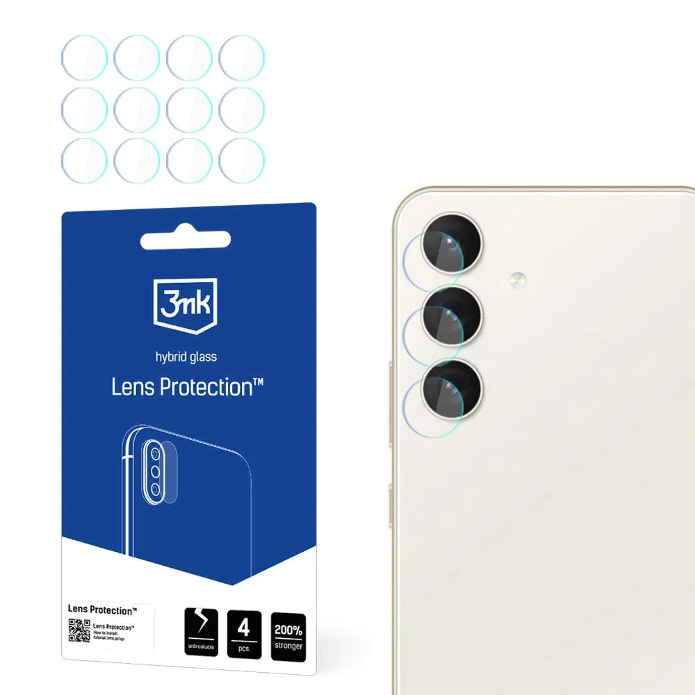 Pellicola protettiva per fotocamera posteriore 3MK Protection per Samsung Galaxy S24 S921, Vetro Flessibile, Set da 4 pezzi, Trasparente - immagine 1