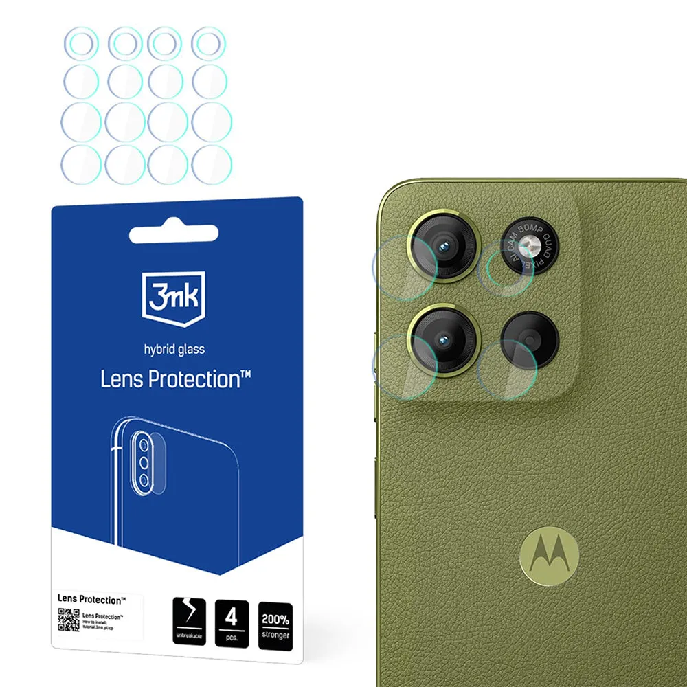 Pellicola protettiva per fotocamera posteriore 3MK Protection per Motorola Moto G15 / G15 Power, Vetro Flessibile, Set da 4 pezzi, Trasparente - immagine 1