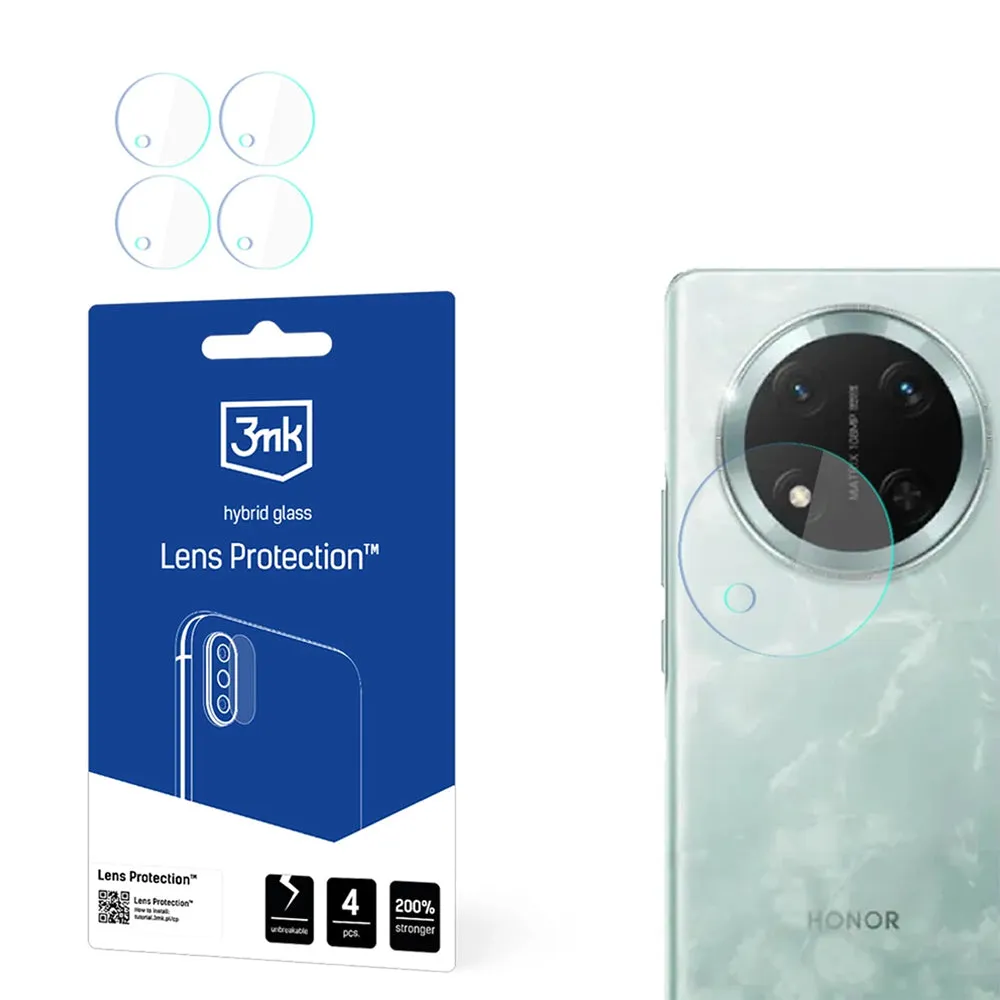 Pellicola protettiva per fotocamera posteriore 3MK Protection per Honor Magic7 Lite, vetro flessibile, set da 4 pezzi, trasparente - immagine 1