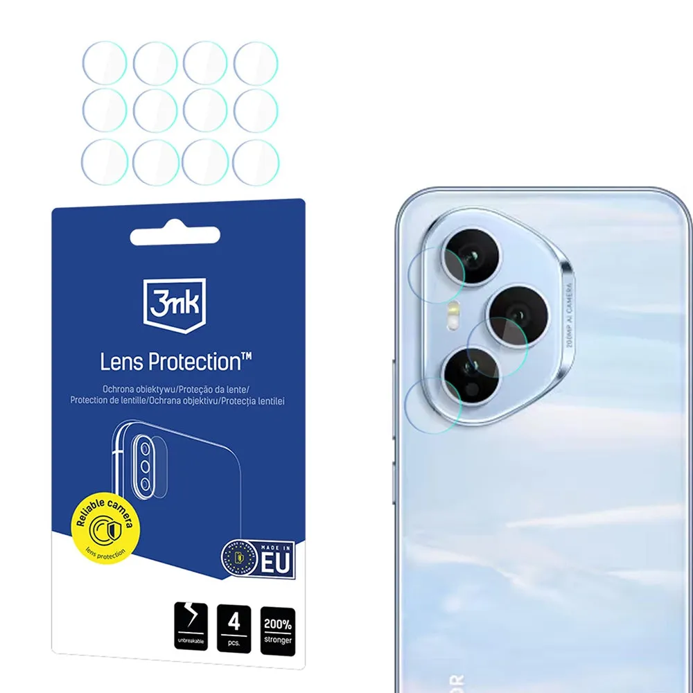Pellicola protettiva per fotocamera posteriore 3MK Protection per Honor 400 Pro, Vetro Flessibile, Set da 4 pezzi, Trasparente - immagine 1