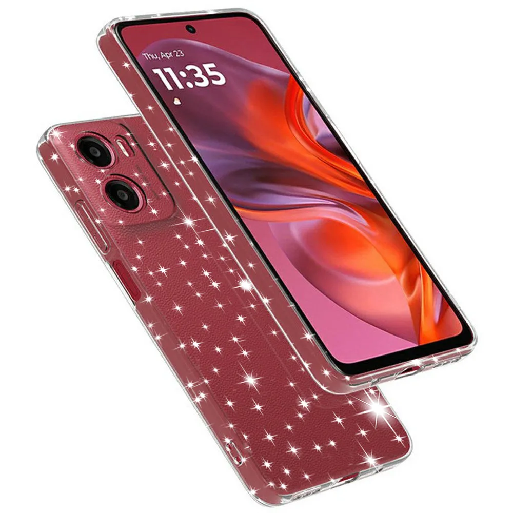 Custodia per Motorola Moto E15 / G05, Techsuit, SparkleSkin, Trasparente - immagine 1