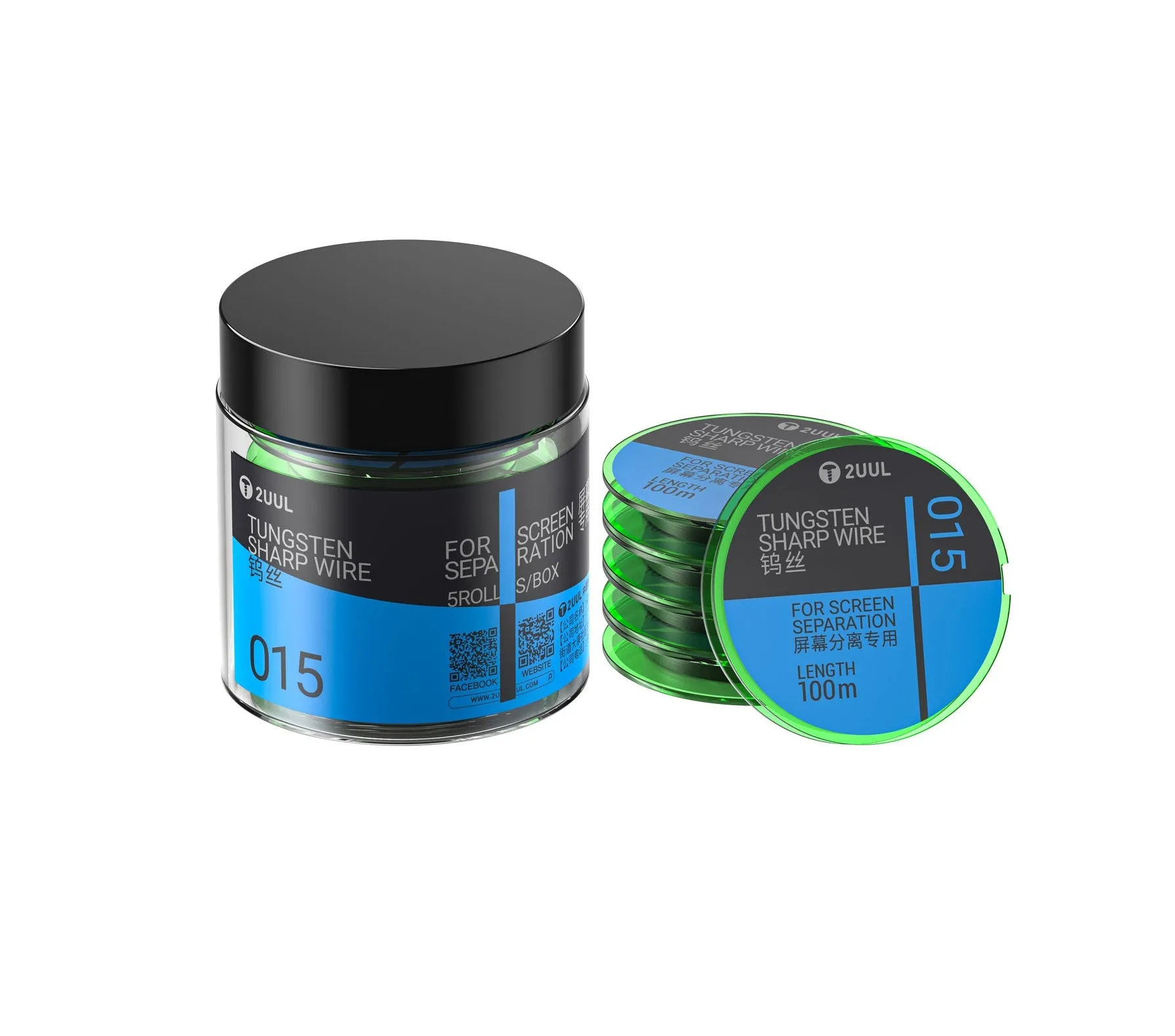 Filo Tungsteno 2UUL WS-015, 0,015mm, 100m, Set 5 pezzi - immagine 1