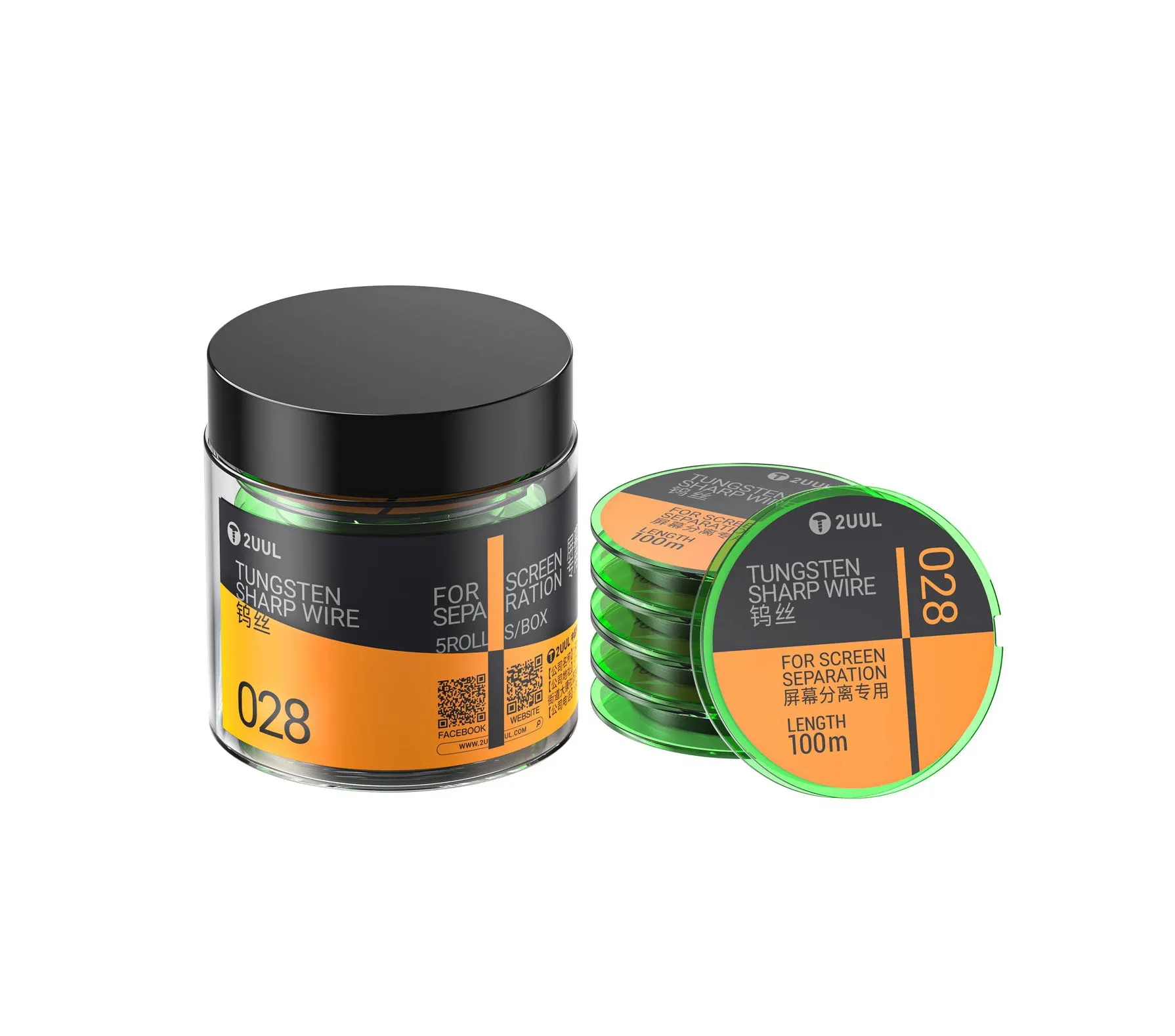Filo Tungsteno 2UUL WS-028, 0,028mm, 100m, Set 5 pezzi - immagine 1