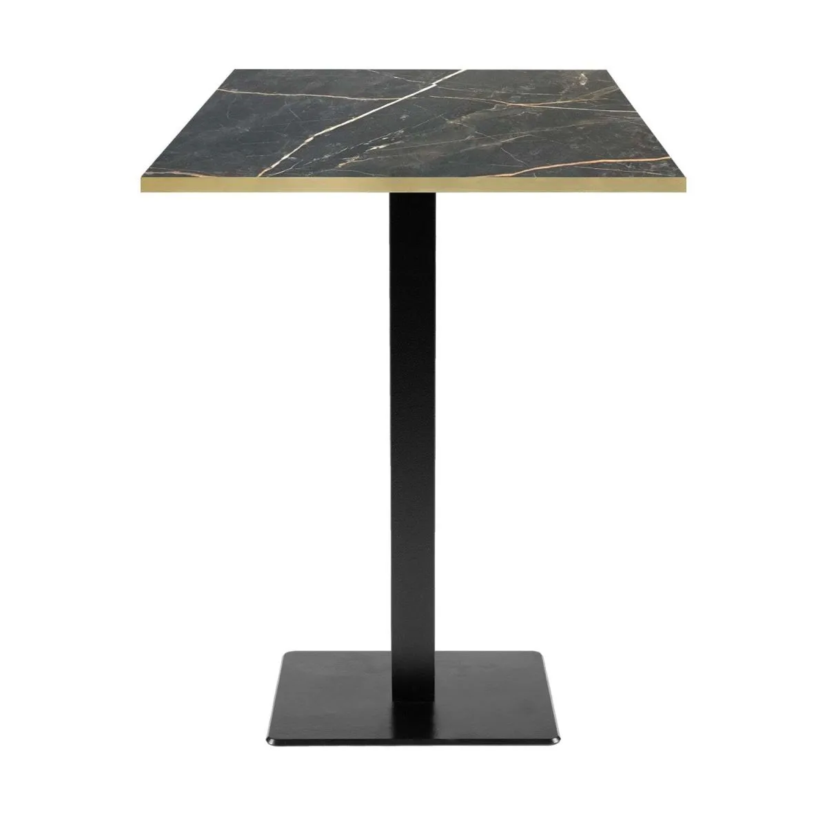 RestooTab Tavolo alto Milan quadrato - bordi color ottone; 60x60x113 cm (LxLxH); Piano tavolo nero, struttura nero; quadrata - immagine 1