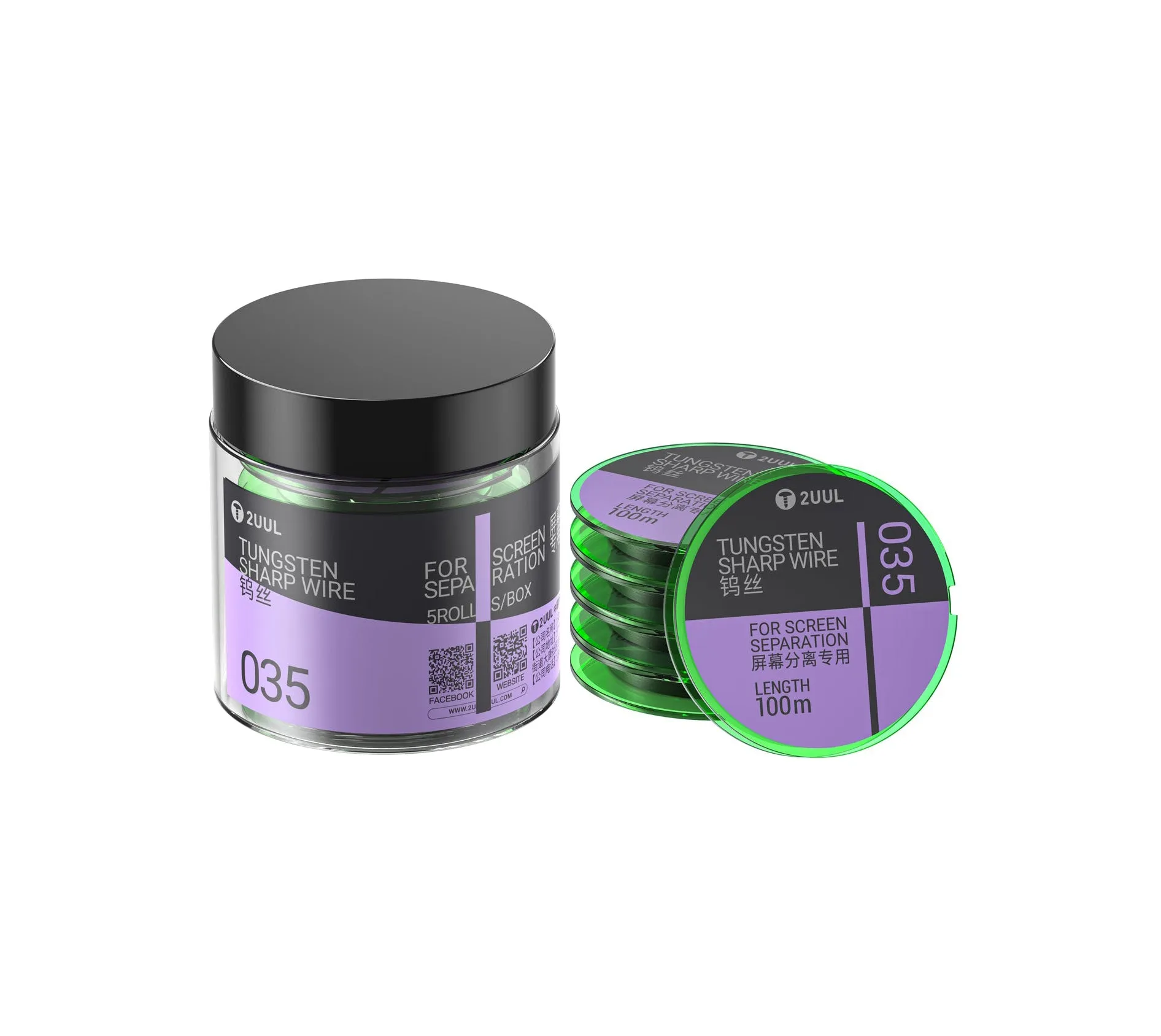 Filo Tungsteno 2UUL WS-035, 0,035mm, 100m, Set 5 pezzi - immagine 1