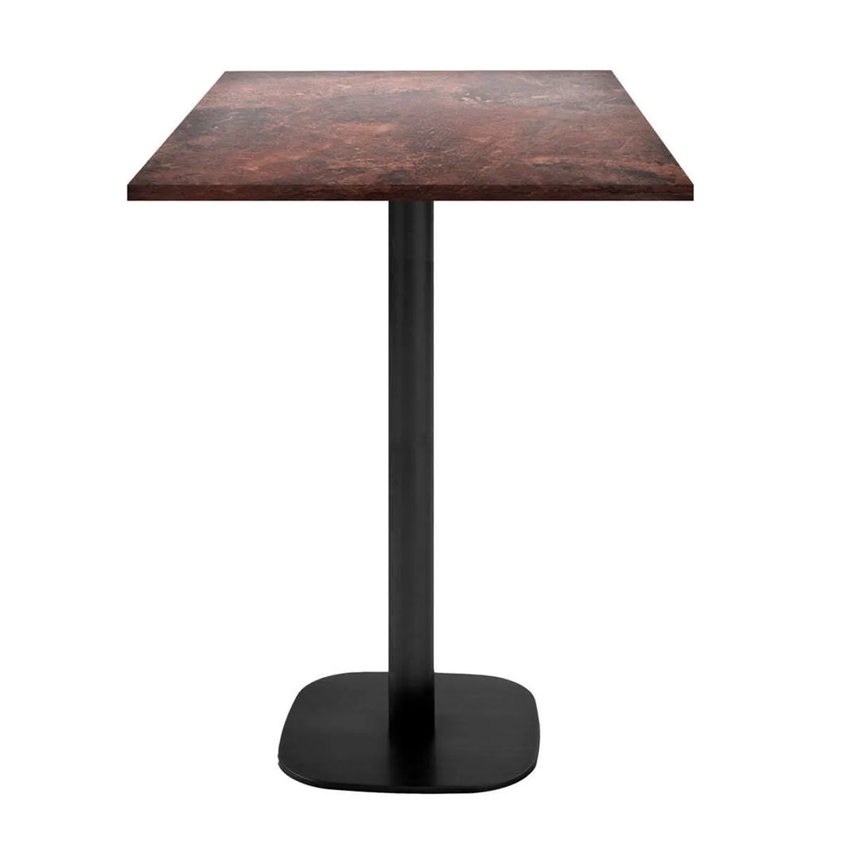 RestooTab Tavolo alto Round quadrato - laminato pietra & legno; 60x60x113 cm (LxLxH); Piano tavolo metallo arrugginito, struttura nero; quadrata - immagine 1