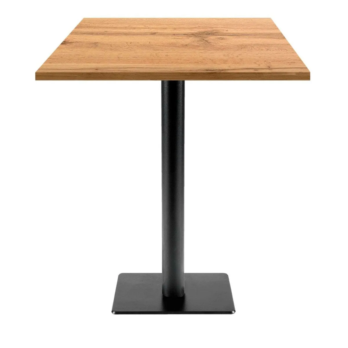 RestooTab Tavolo alto Milan T quadrato - laminato legno; 70x70x113 cm (LxLxH); Piano tavolo quercia, struttura nero; quadrata - immagine 1