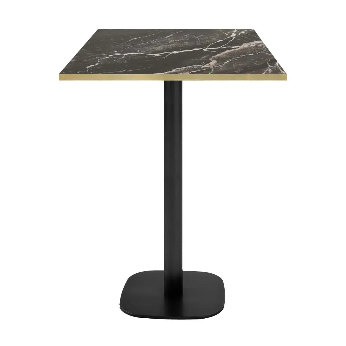 RestooTab Tavolo alto Round quadrato - bordi color ottone; 60x60x113 cm (LxLxH); Piano tavolo nero/marrone/ottone, struttura nero; quadrata - immagine 1