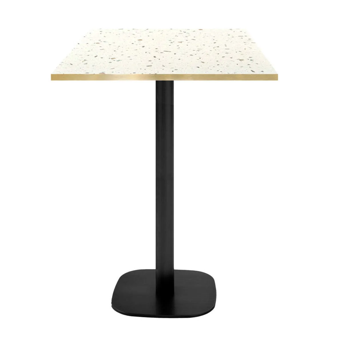 RestooTab Tavolo alto Round quadrato - bordi color ottone; 60x60x113 cm (LxLxH); Piano tavolo terazzo, struttura nero; quadrata - immagine 1