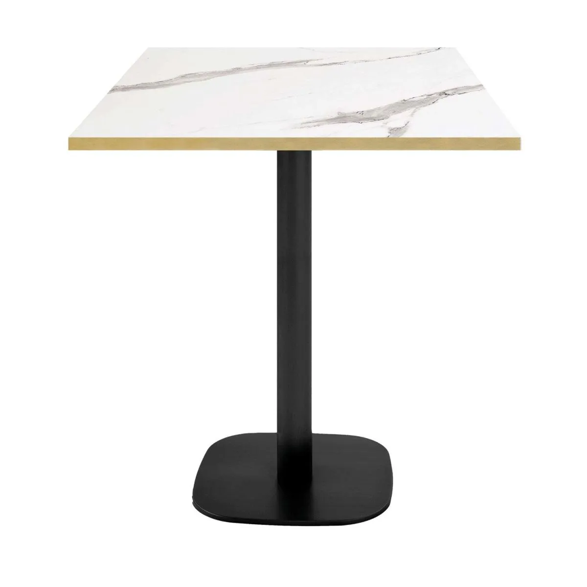 RestooTab Tavolo alto snack Round quadrato (H90) - laminato pietra & legno; 70x70x93 cm (LxLxH); Piano tavolo bianco, struttura nero; quadrata - immagine 1