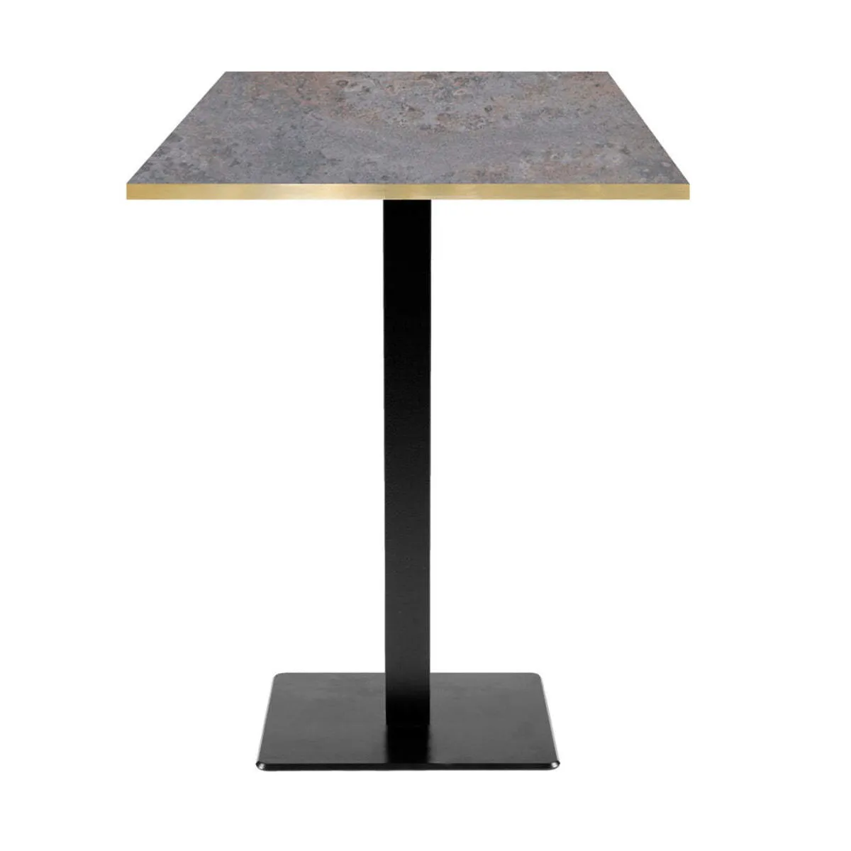 RestooTab Tavolo alto Milan quadrato - bordi color ottone; 60x60x113 cm (LxLxH); Piano tavolo metallo antico, struttura nero; quadrata - immagine 1