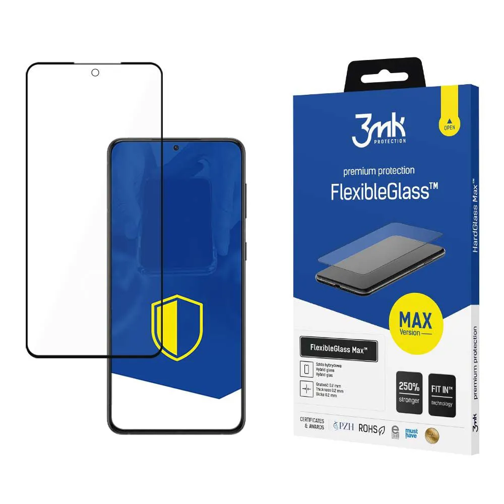 Pellicola protettiva per schermo 3MK FlexibleGlass Max per Samsung Galaxy S24 S921, Vetro Flessibile, Full Glue, Nero - immagine 1