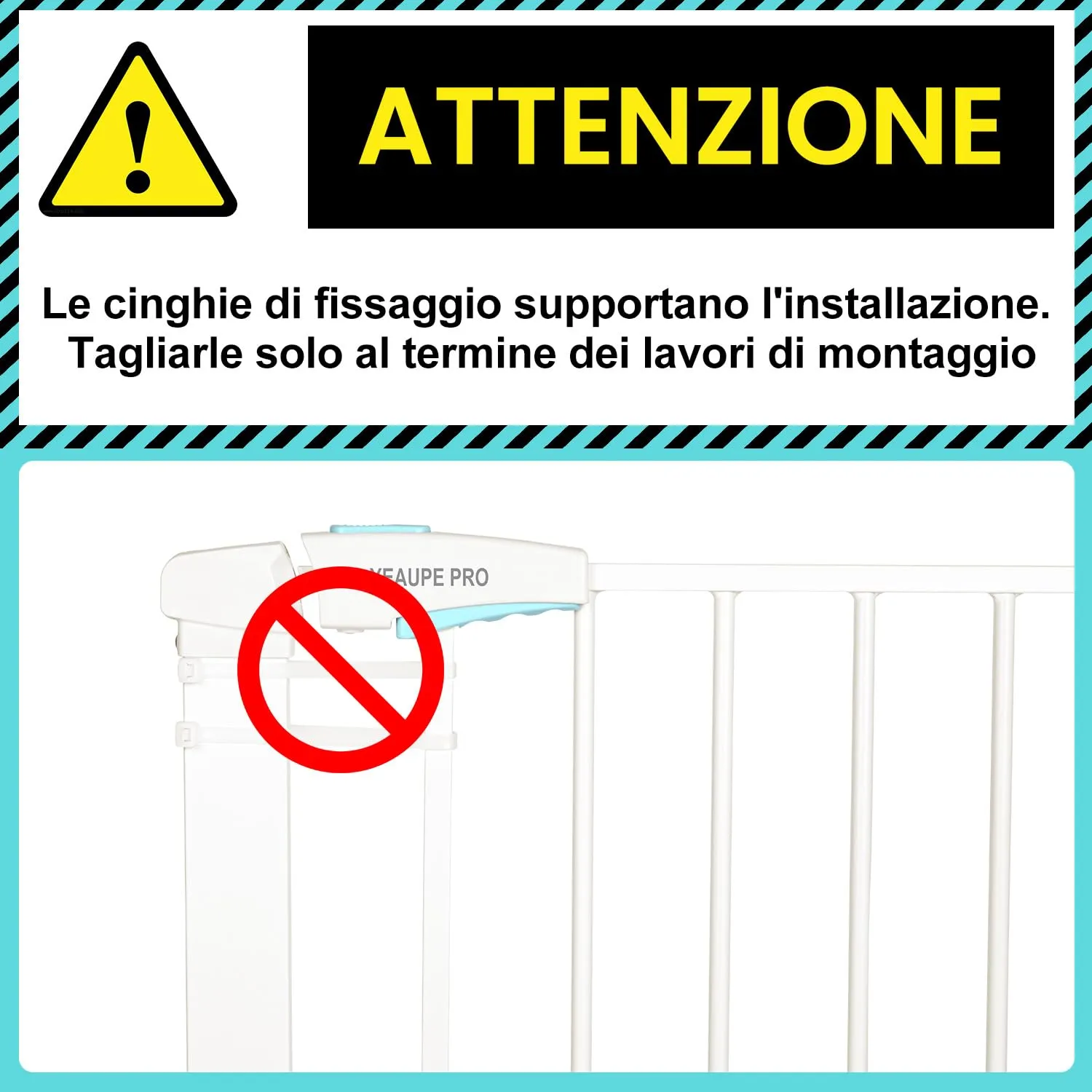 YEAUPE PRO Cancelletto di Sicurezza Per Bambini Senza Fori, 68-73cm, Bianco - immagine 4