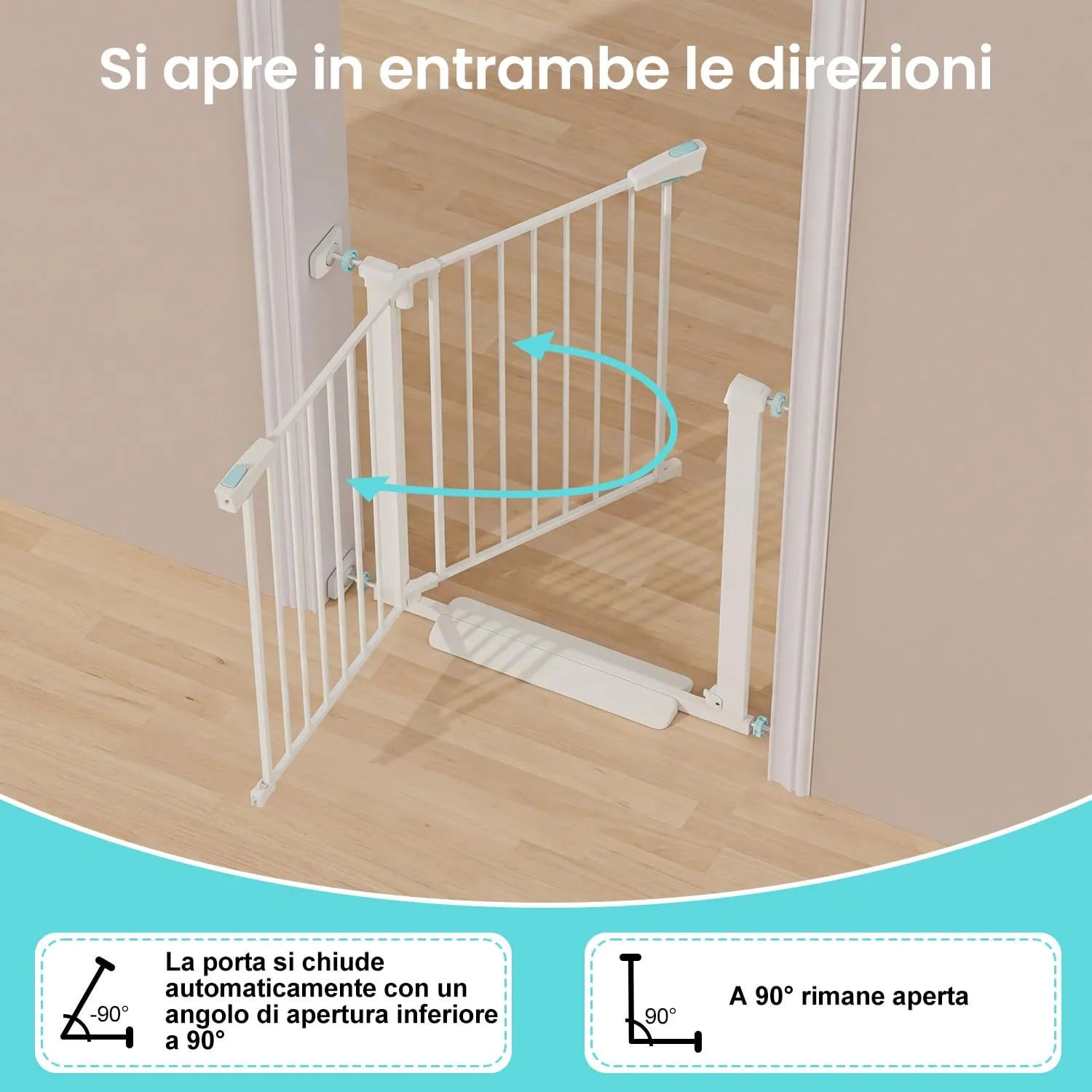 YEAUPE PRO Cancelletto di Sicurezza Per Bambini Senza Fori, 68-73cm, Bianco - immagine 8