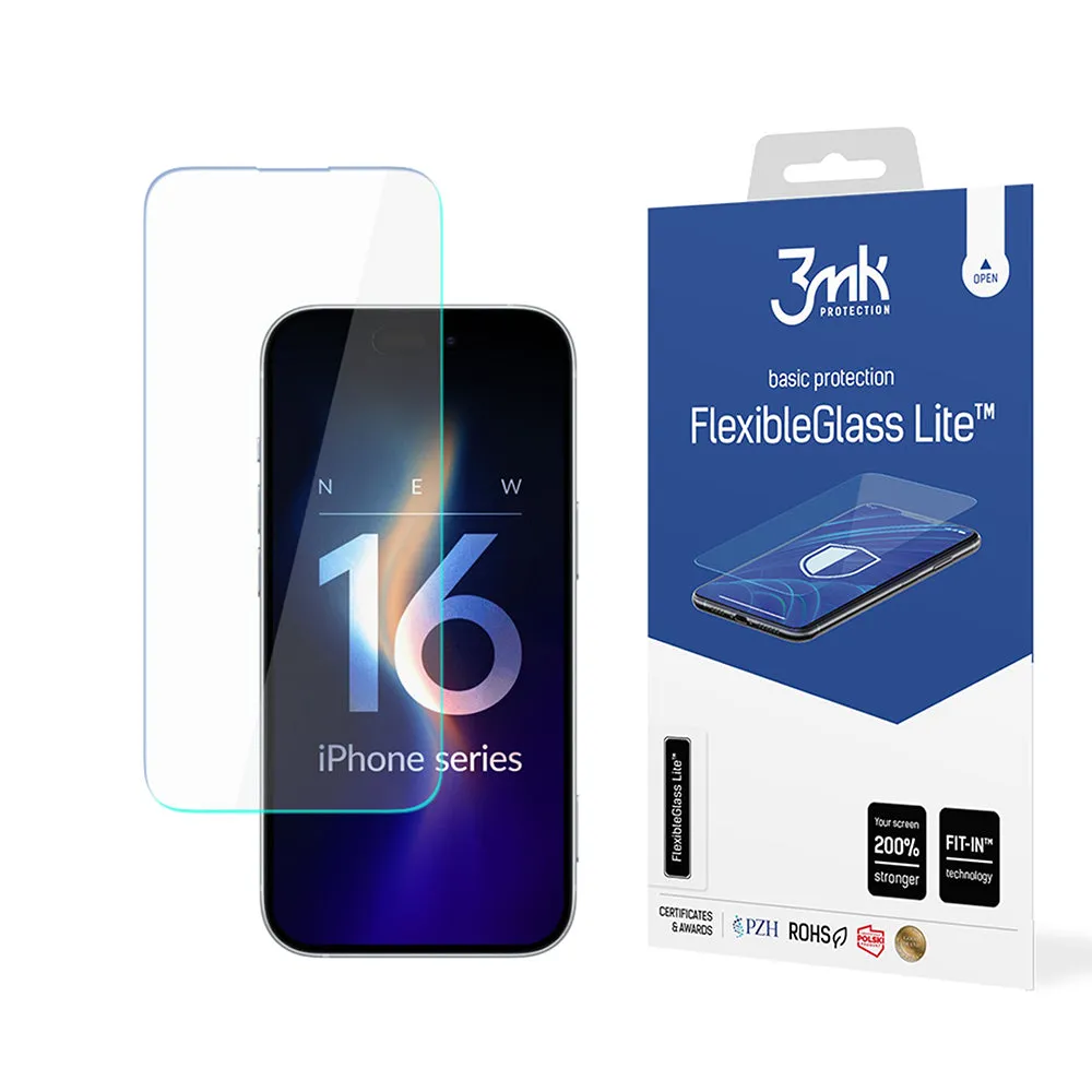 Pellicola protettiva per schermo 3MK FlexibleGlass Lite per Apple iPhone 16 Pro Max, Vetro Flessibile, Colla Completa - immagine 1