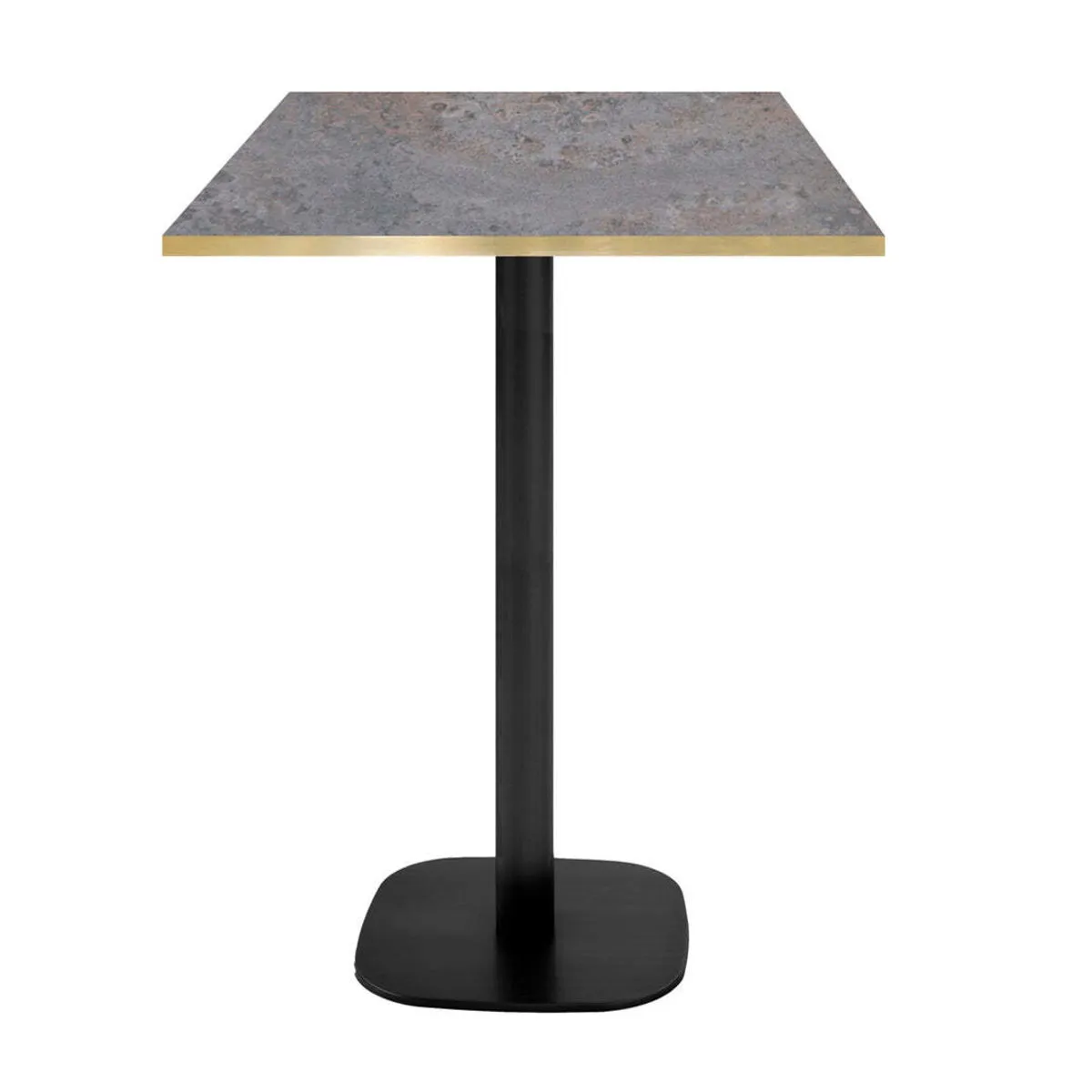 RestooTab Tavolo alto Round quadrato - bordi color ottone; 60x60x113 cm (LxLxH); Piano tavolo metallo antico, struttura nero; quadrata - immagine 1