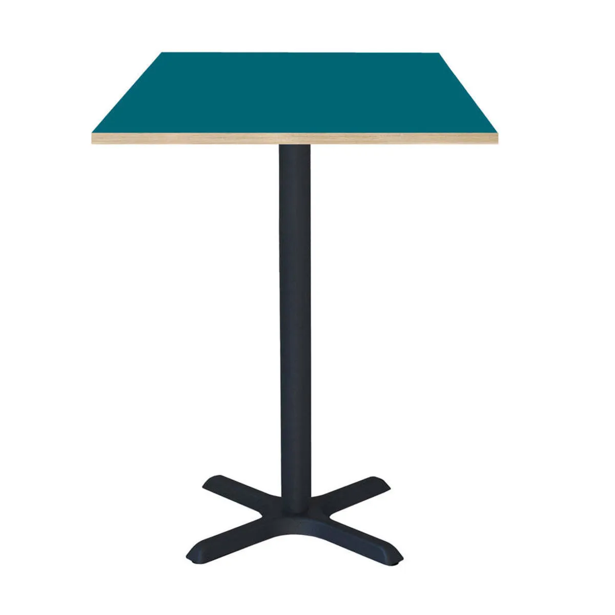 RestooTab Tavolo alto Dina quadrato - laminato legno & tinta unita; 60x60x112 cm (LxLxH); Piano tavolo blu, struttura nero; quadrata - immagine 1