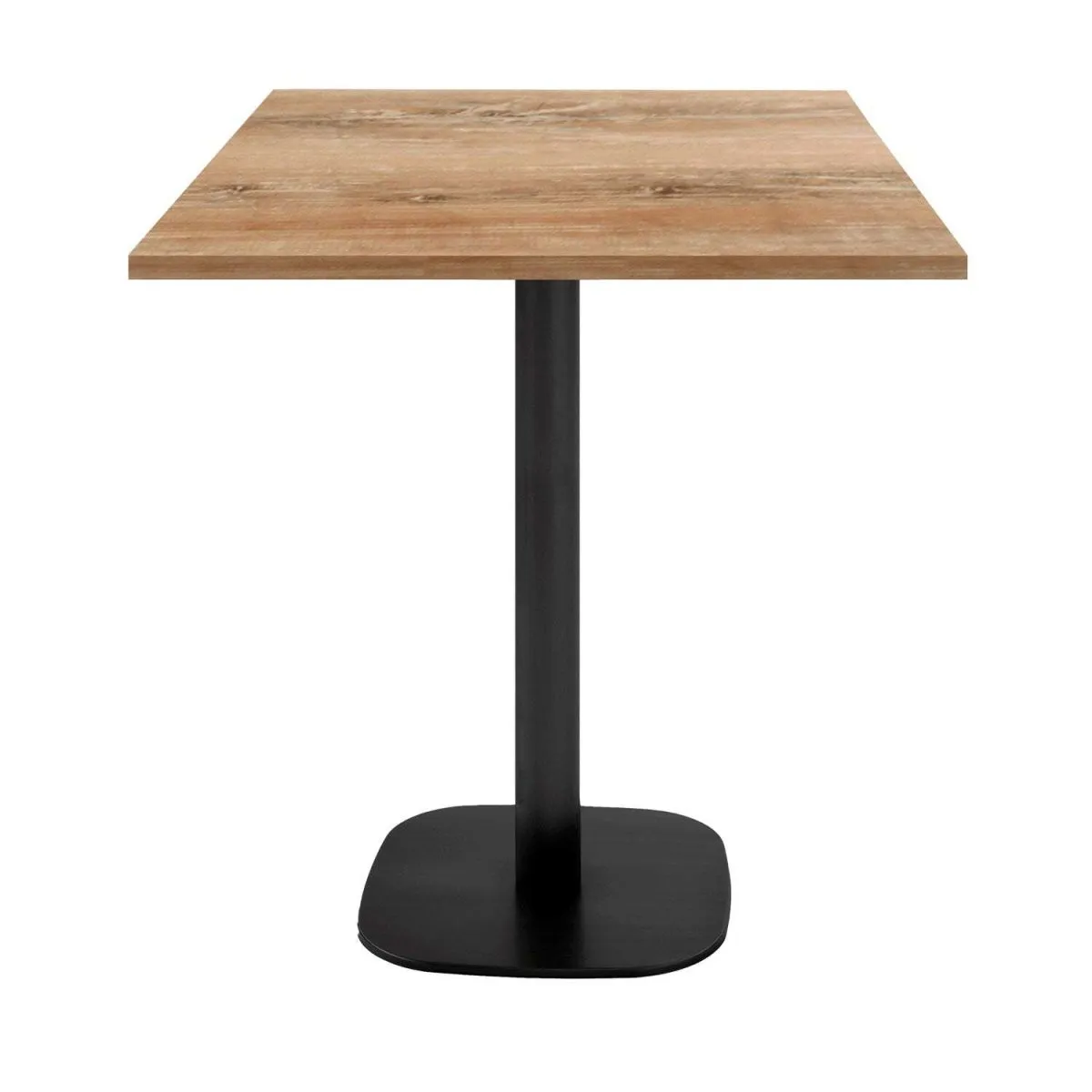 RestooTab Tavolo alto snack Round quadrato (H90) - laminato pietra & legno; 70x70x93 cm (LxLxH); Piano tavolo quercia antica, struttura nero; quadrata - immagine 1